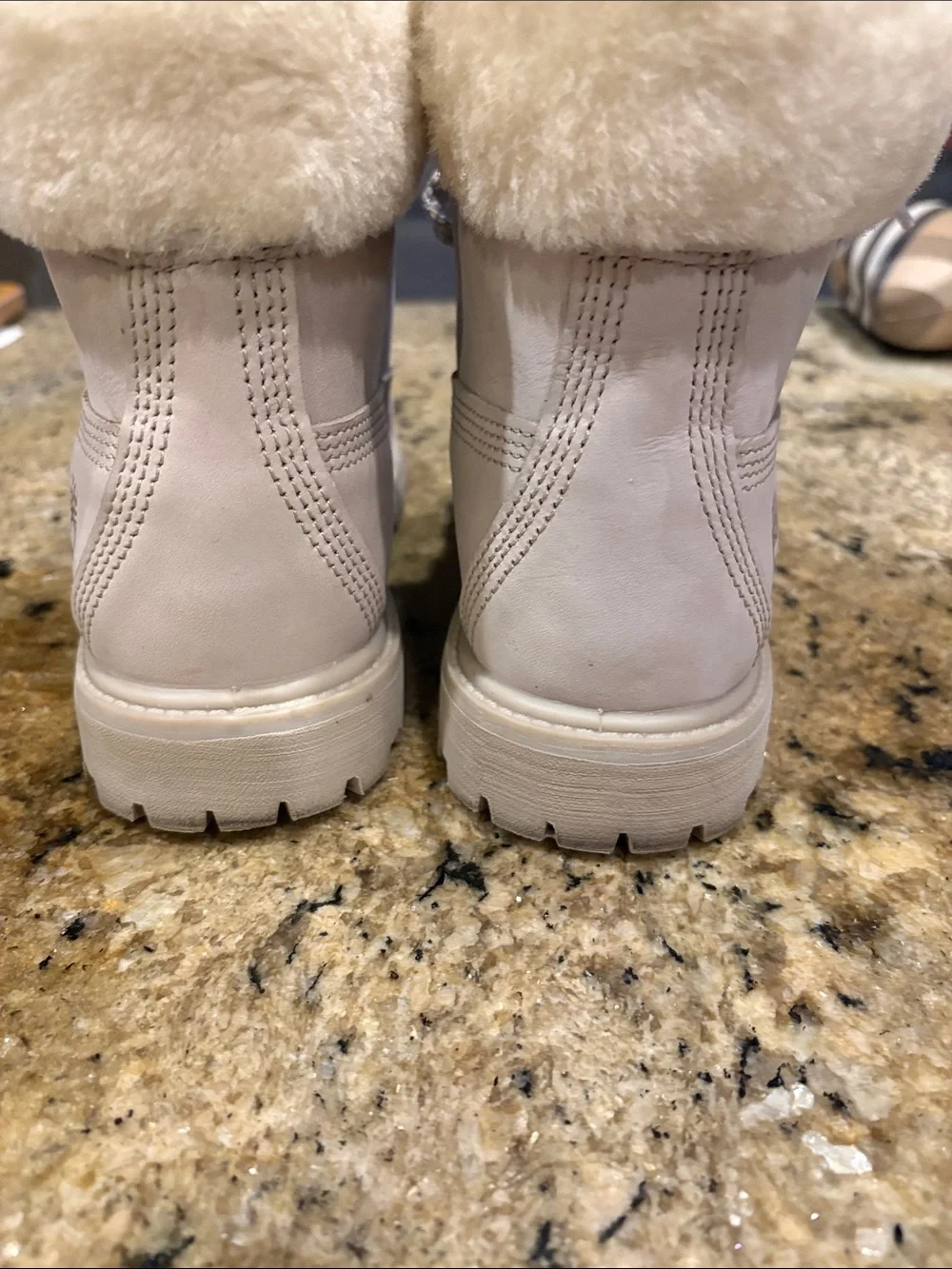 Timberland Women's Beige Lace-Up Winter Boots with Faux Fur Collar